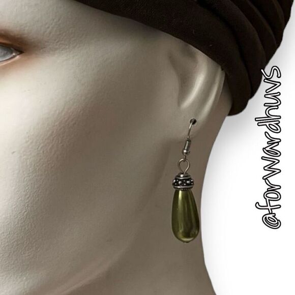 Bundle Sale 3 for $15 | Chic Green Earrings with Silvertone Metal - Picture 1 of 7